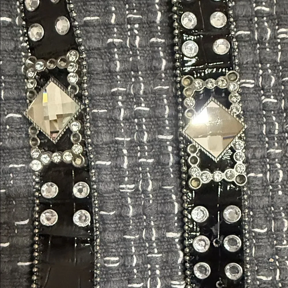 Black Crystal-Studded Women’s Belt with Rhinestone Buckle